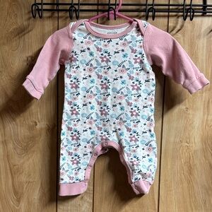 chick pea Pink Floral Footed One-Piece Romper